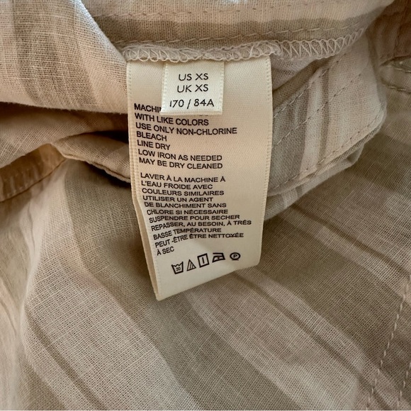 We The Free Womens Play It Cool Button Up Shirt Beige Stripe Cap Sleeve Size XS - Picture 7 of 10